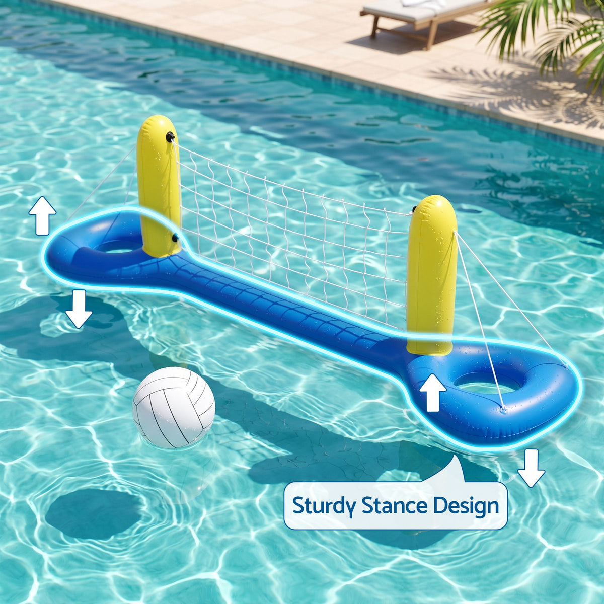 Floating Pool Volleyball Net Set with Ball 252cm x 64cm Blue