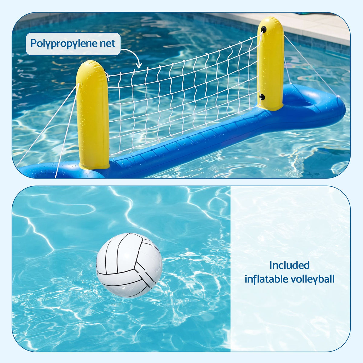 Floating Pool Volleyball Net Set with Ball 252cm x 64cm Blue
