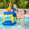 Inflatable Pool Basketball Hoop Float Set with Ball, Stable Base, Blue