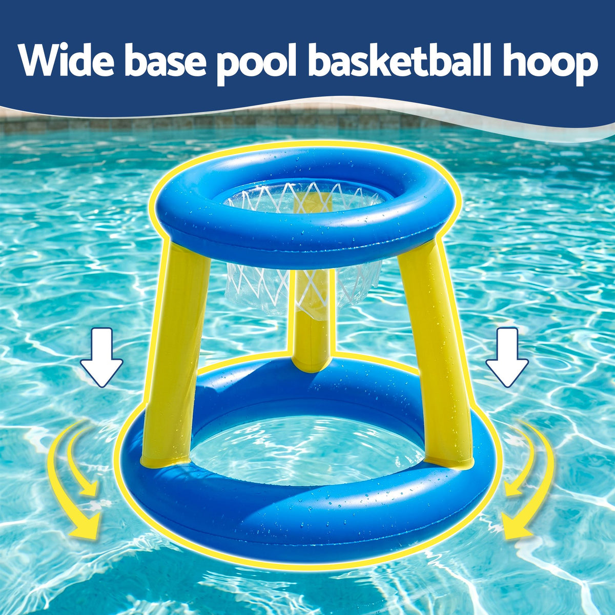 Inflatable Pool Basketball Hoop Float Set with Ball, Stable Base, Blue
