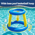 Inflatable Pool Basketball Hoop Float Set with Ball, Stable Base, Blue