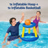 Inflatable Pool Basketball Hoop Float Set with Ball, Stable Base, Blue