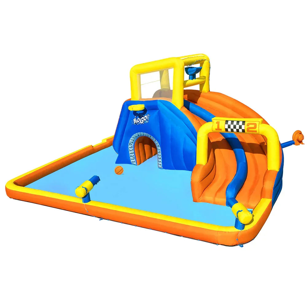 H2OGO Super Speedway Inflatable Water Park Slide with Blower Kids Play Pool