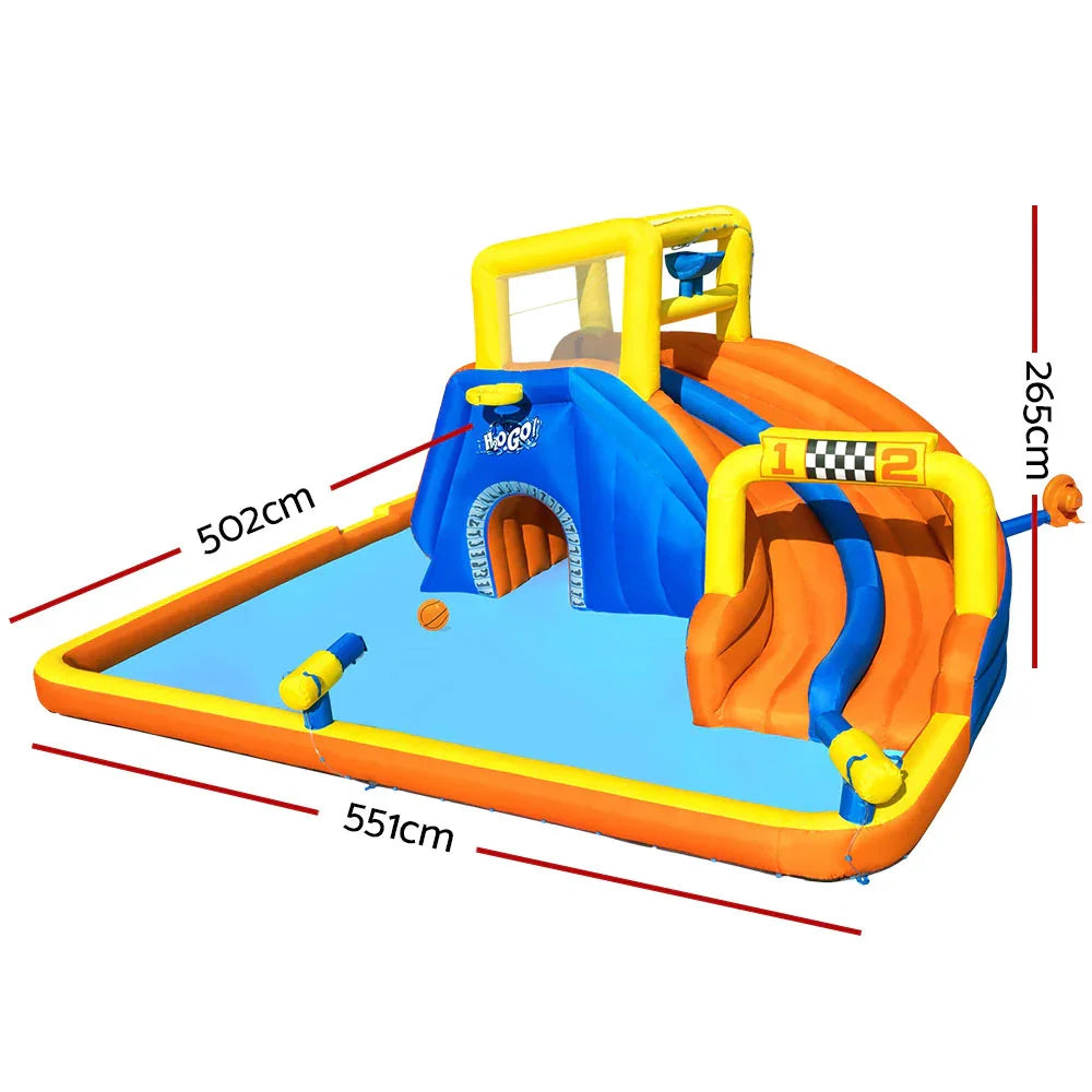 H2OGO Super Speedway Inflatable Water Park Slide with Blower Kids Play Pool