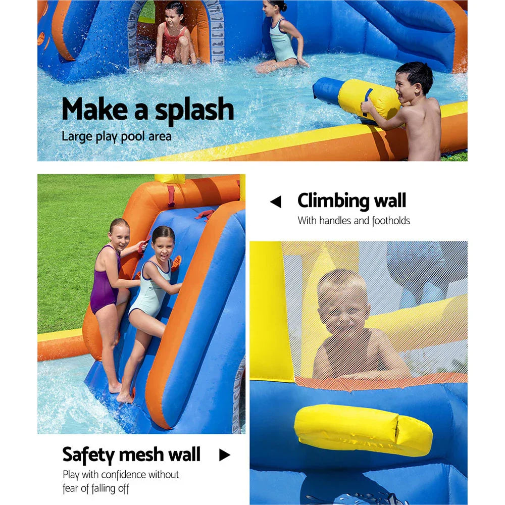 H2OGO Super Speedway Inflatable Water Park Slide with Blower Kids Play Pool
