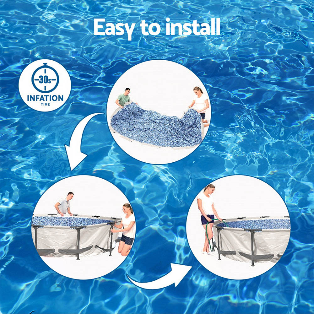 Swimming Pool 366x100cm Steel Frame Round Above Ground Pools w/ Filter Pump 9150L