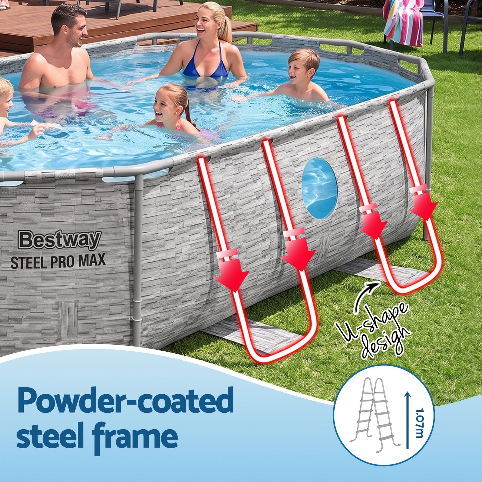 Bestway Power Steel Frame Pool 4.27m x 2.5m Above Ground Set with Pump