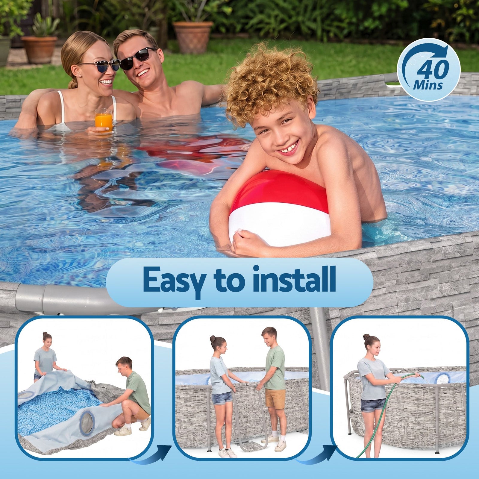 Bestway Power Steel Frame Pool 4.27m x 2.5m Above Ground Set with Pump