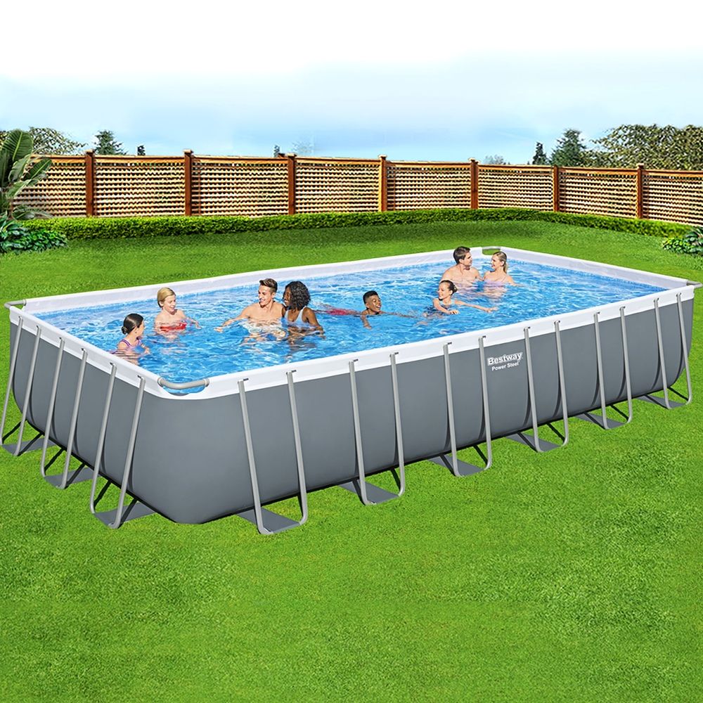 Bestway 7.32m Power Steel Above Ground Pool, 30045L, Pump, Ladder, Cover