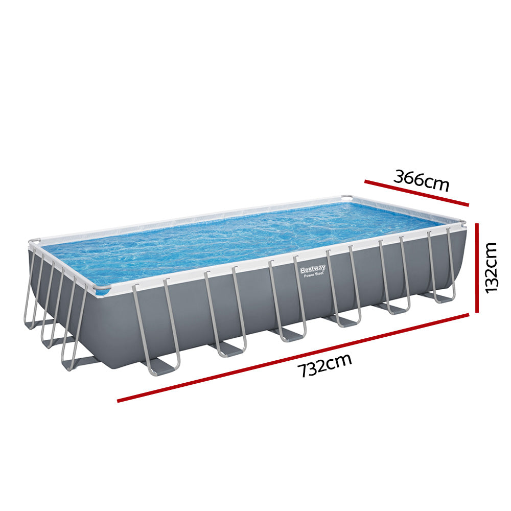 Swimming Pool 732x366x132cm Steel Frame Above Ground Pools Ladder 30045L