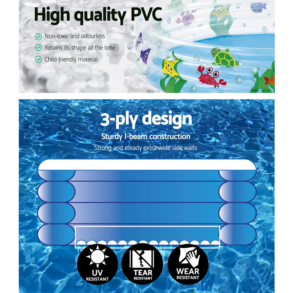 Bestway 152cm Round Inflatable Kids Paddling Pool 3-Ring Above Ground Play Pool