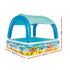 Kids Inflatable Canopy Play Pool 140cm UV Sunshade Marine Graphics