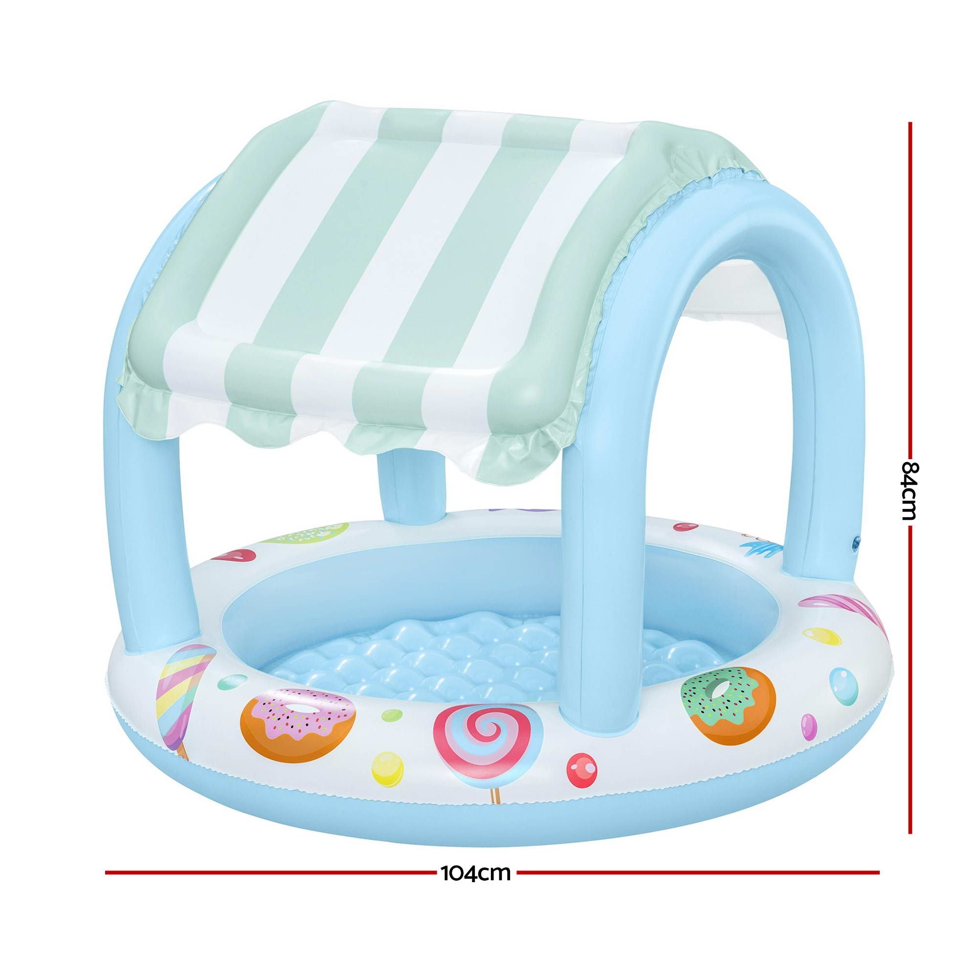 Inflatable Candy-Theme Kids Pool with Sun Shade Canopy, 104 x 84cm, PVC