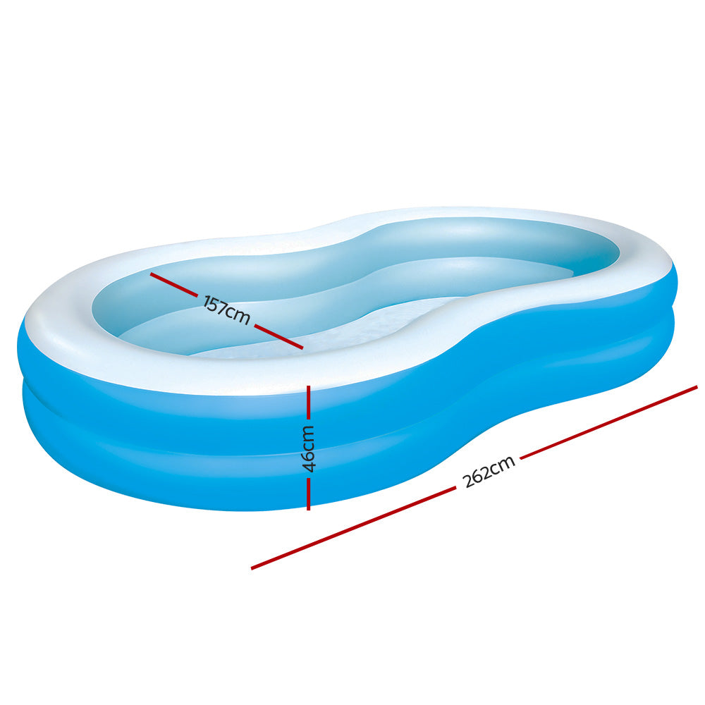 Bestway Kids Inflatable Pool 262x157x46cm Rectangular Paddling Pool 544L Family