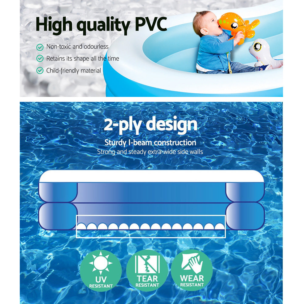 Bestway Kids Inflatable Pool 262x157x46cm Rectangular Paddling Pool 544L Family