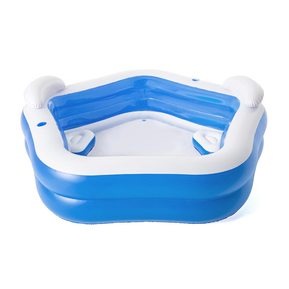 Bestway Kids Inflatable Pool 2.13m x 2.06m with Seats Headrests & Cup Holders