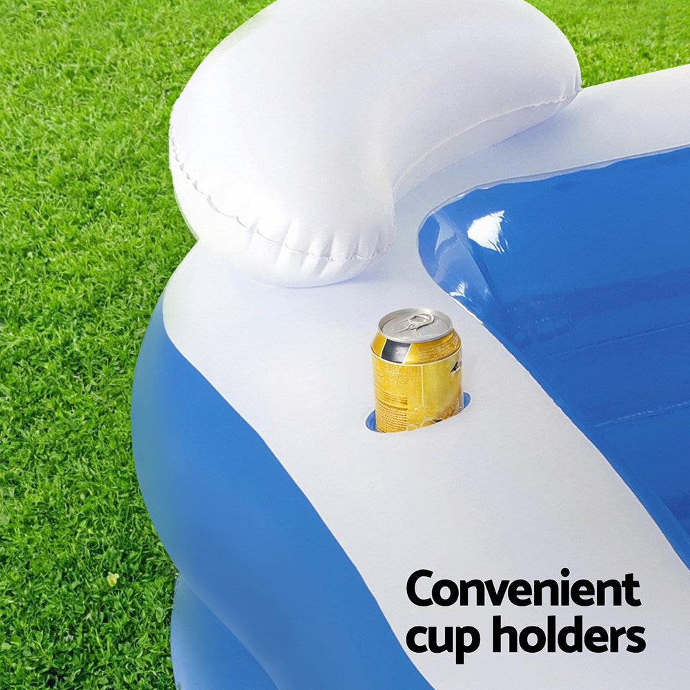 Bestway Kids Inflatable Pool 2.13m x 2.06m with Seats Headrests & Cup Holders