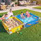 2-in-1 Kids Pool and Sandpit Set 122cm/90cm Metal Frame Yellow Blue