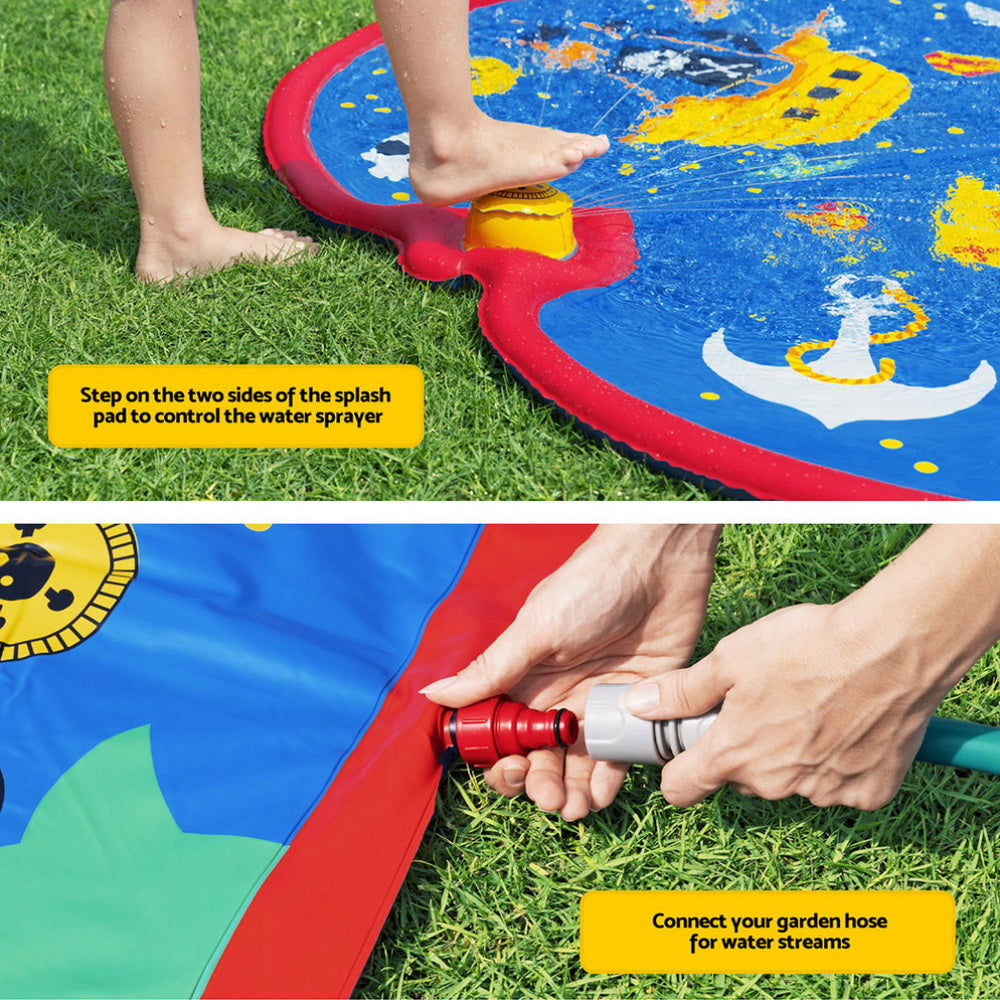 Bestway Kids Splash Pad Sprinkler Play Mat 170 x 140cm Pirate Water Spray Toy
