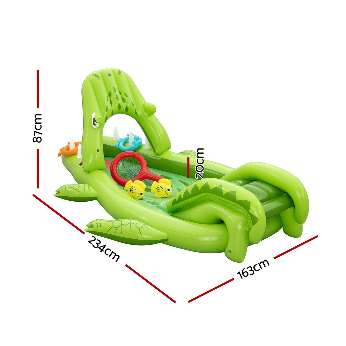 Inflatable Alligator Kids Play Pool with Slide 234cmx163cm Green