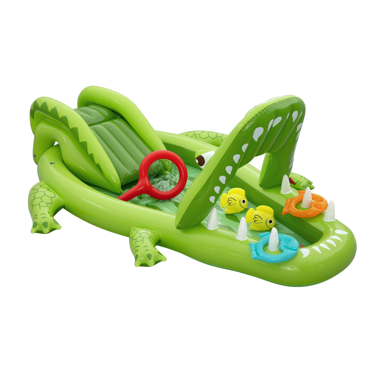 Inflatable Alligator Kids Play Pool with Slide 234cmx163cm Green