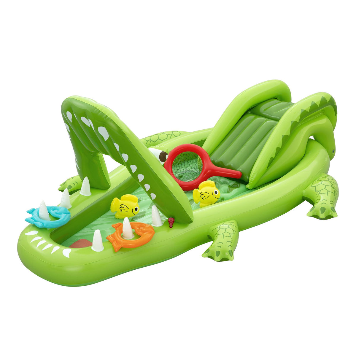 Inflatable Alligator Kids Play Pool with Slide 234cmx163cm Green