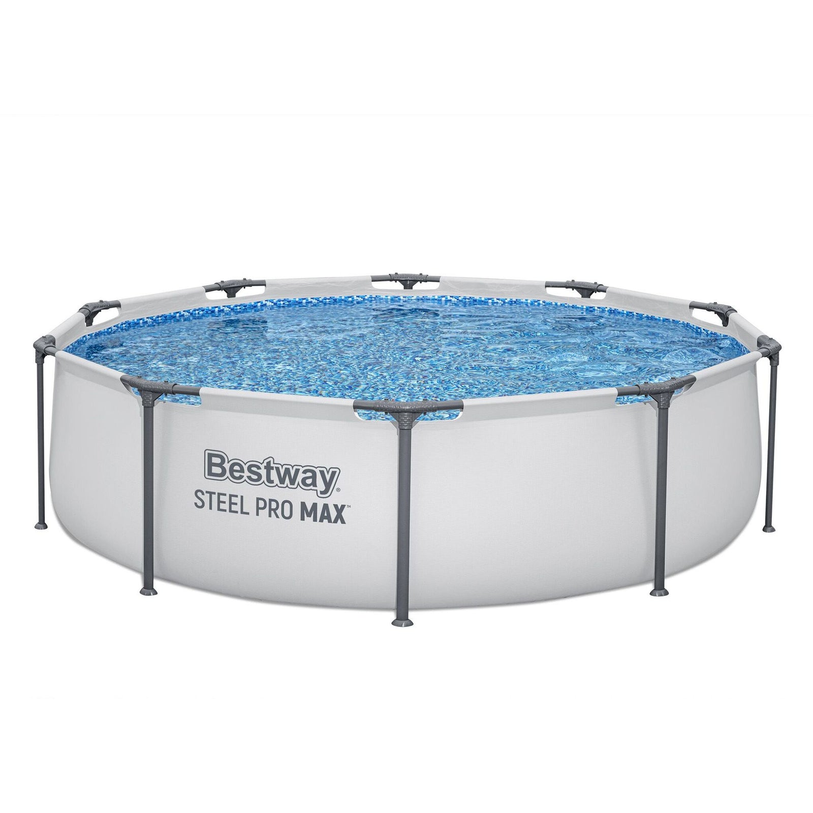 Bestway 305CM Swimming Pools Steel Above Ground Round Backyard Pool Set White