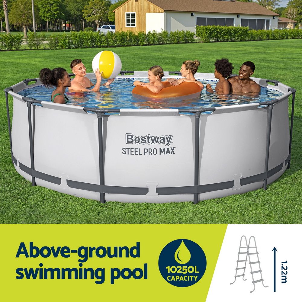 Bestway Steel Pro Max 3.66m Round Above Ground Pool Set Pump Ladder Cover 10250L