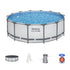 Bestway Swimming Pool 427x427x122cm Steel Frame Above Ground Pools Round Filter Pump Ladder