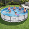 427CM Swimming Pools Steel Above Ground Round Backyard Pool Set White