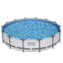 427CM Swimming Pools Steel Above Ground Round Backyard Pool Set White