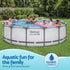 427 x 107cm Above Ground Steel Round Swimming Pool Set, Backyard, White