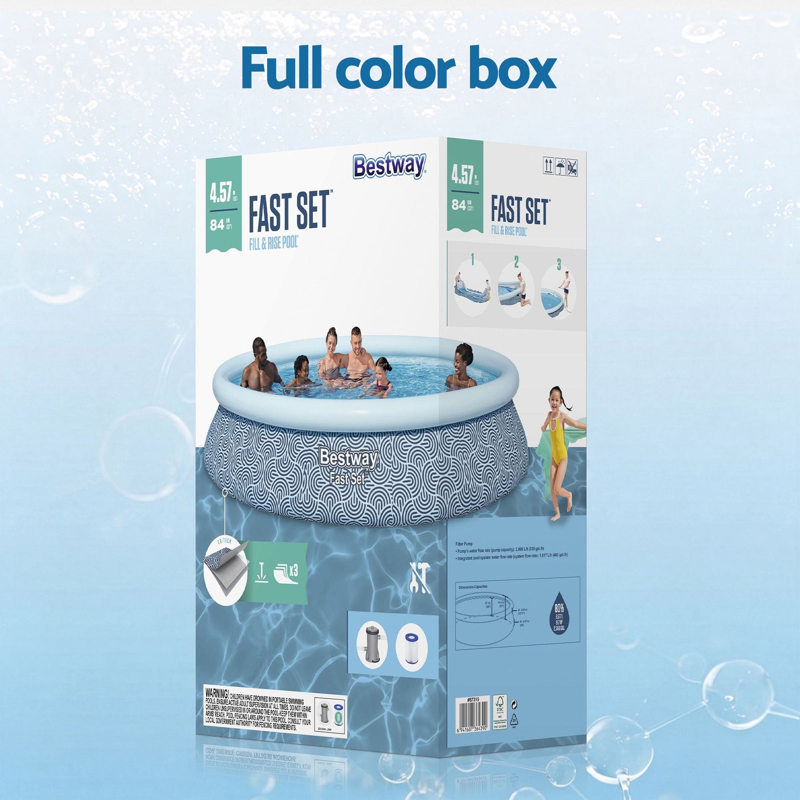 Bestway 457cm Swimming Pool Inflatable Above Ground Round Pools w/ Filter Pump
