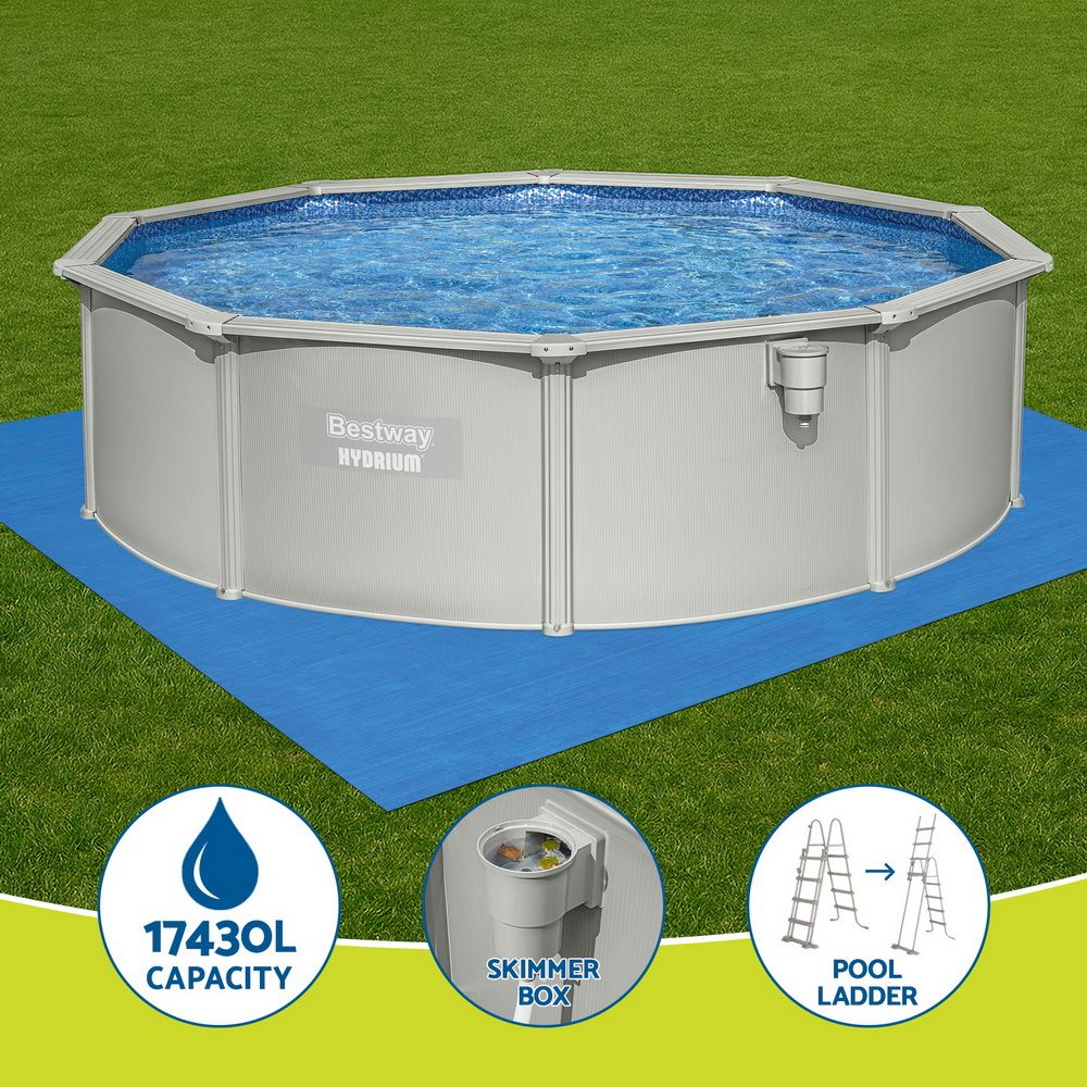 Bestway Hydrium 4.57m Round Steel Wall Pool Set Sand Filter Pump Ladder 17430L