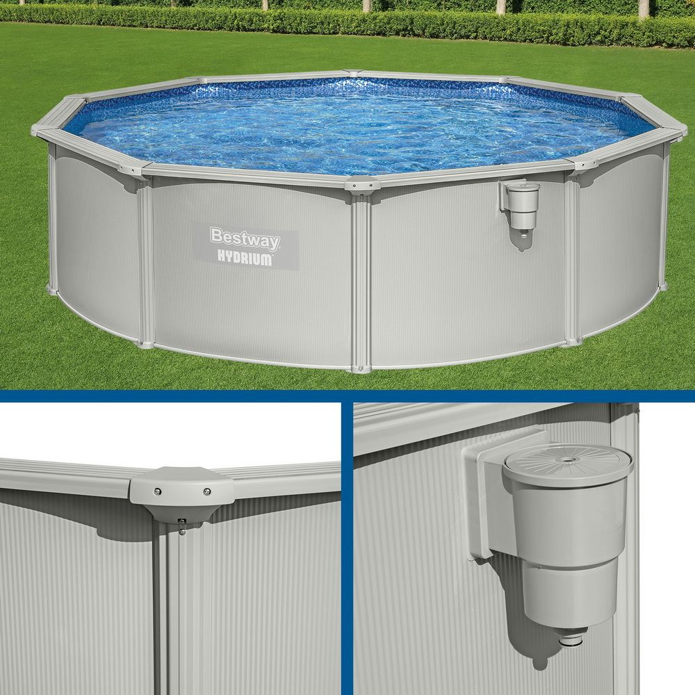 Bestway Hydrium 4.57m Round Steel Wall Pool Set Sand Filter Pump Ladder 17430L