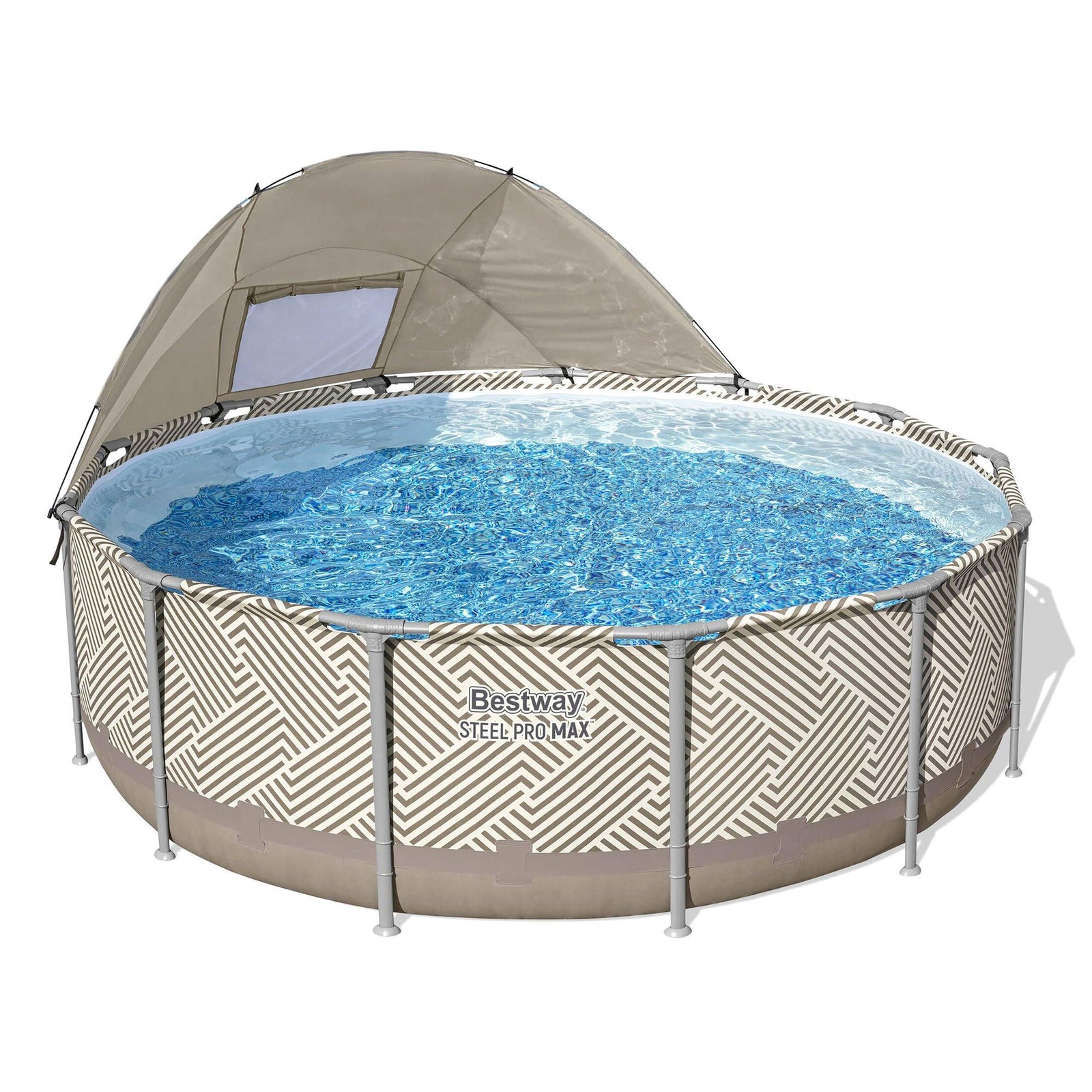 Swimming Pools 396cm x 107cm Steel Above Ground Canopy Backyard Pool Set White