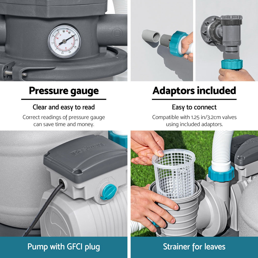1500GPH Sand Filter Pump 5678L/H for Above Ground Pools 9kg Sand Tank Set