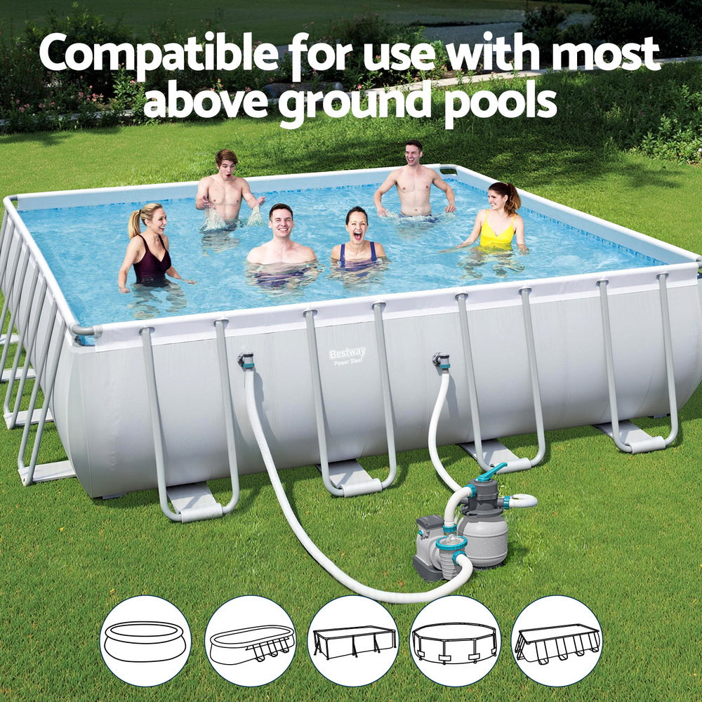1500GPH Sand Filter Pump 5678L/H for Above Ground Pools 9kg Sand Tank Set