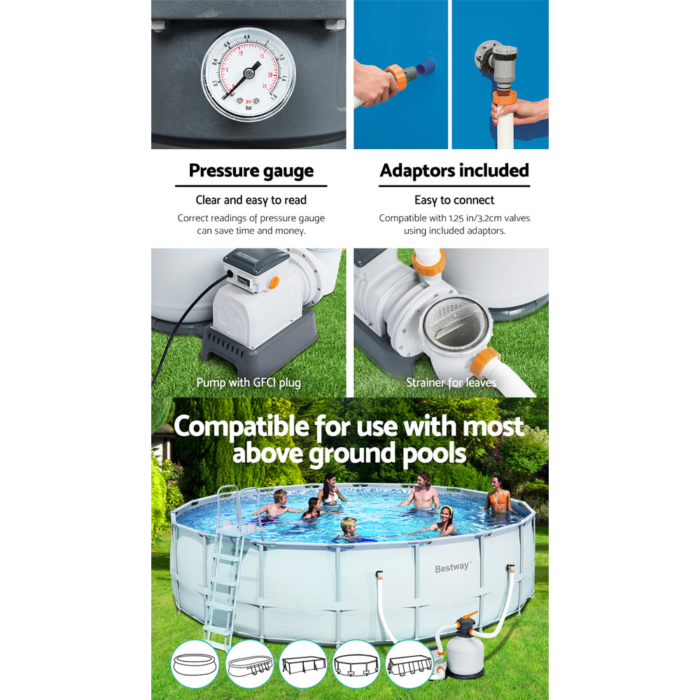 Bestway Pool Pump Sand Filter 3000GPH 11355L/H Pools Flowclear Filters
