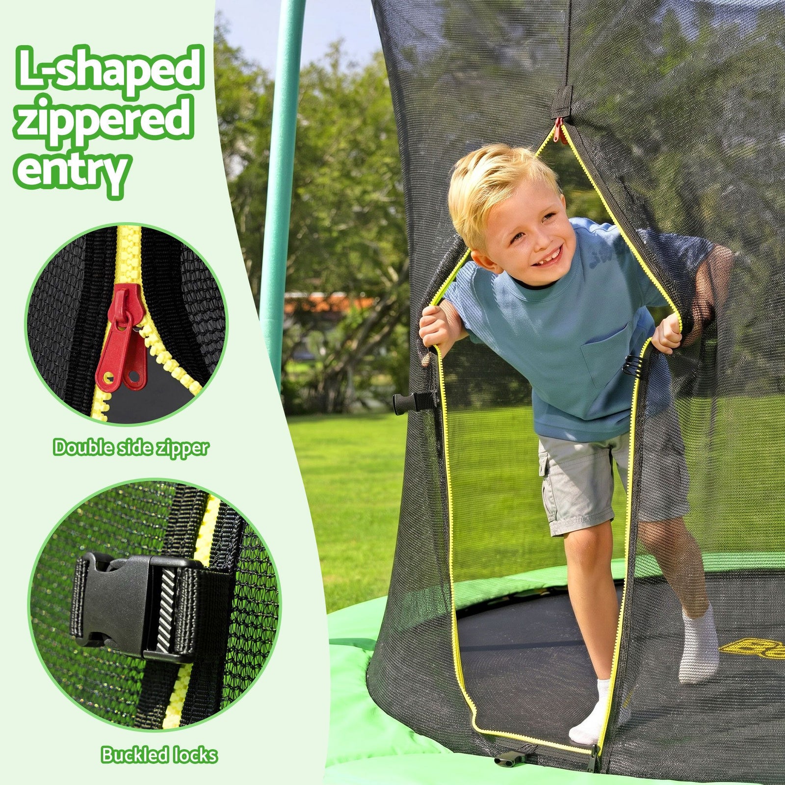 8ft Trampoline Kids Rebounder Safety Net Enclosure Outdoor Fitness 2.44m for Ages 6+