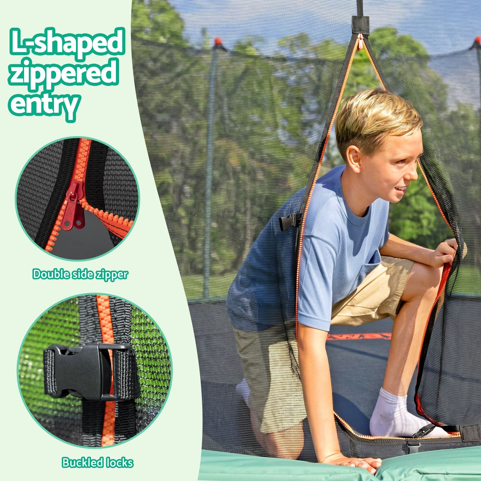 14ft Trampoline Kids Rebounder Safety Net Enclosure Outdoor Fitness 4.27m for Ages 6+