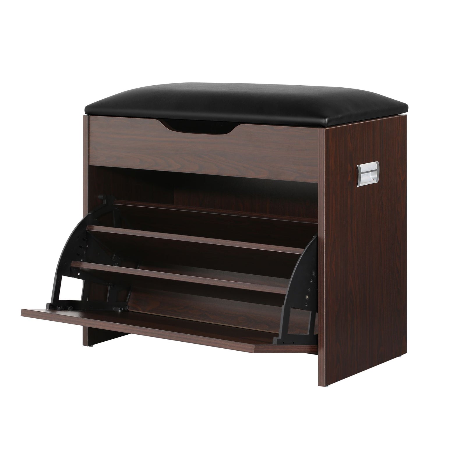 Artiss Shoe Bench Set of 2 – Walnut, Lift‑Up Seat, Flip Drawer, 9‑Pair Storage