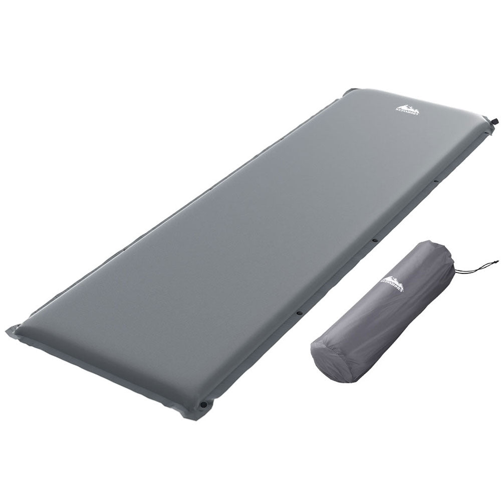 Weisshorn Self Inflating Camping Mat Single 6cm Foam Grey 189cm Carry Bag