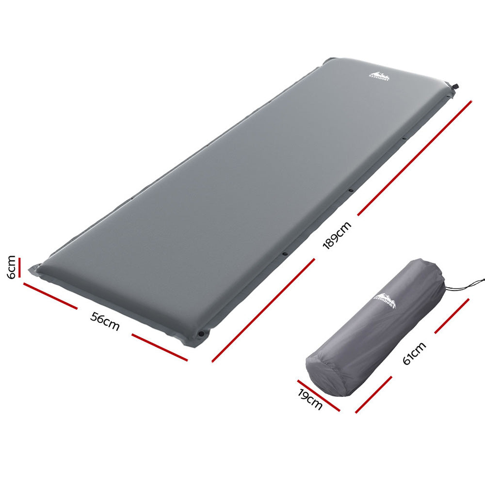 Self Inflating Mattress Camping Sleeping Mat Air Bed Pad Single Grey