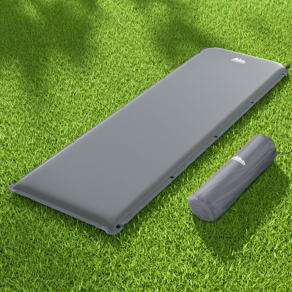Weisshorn Self Inflating Camping Mat Single 6cm Foam Grey 189cm Carry Bag