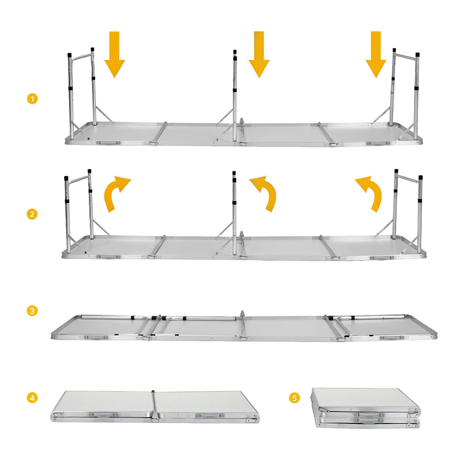 240cm Aluminium Folding Camping Table with Adjustable Height – Portable
