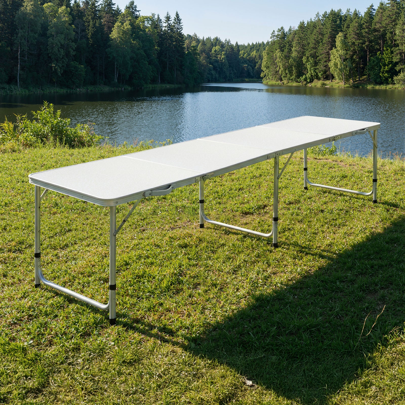 240cm Aluminium Folding Camping Table with Adjustable Height – Portable