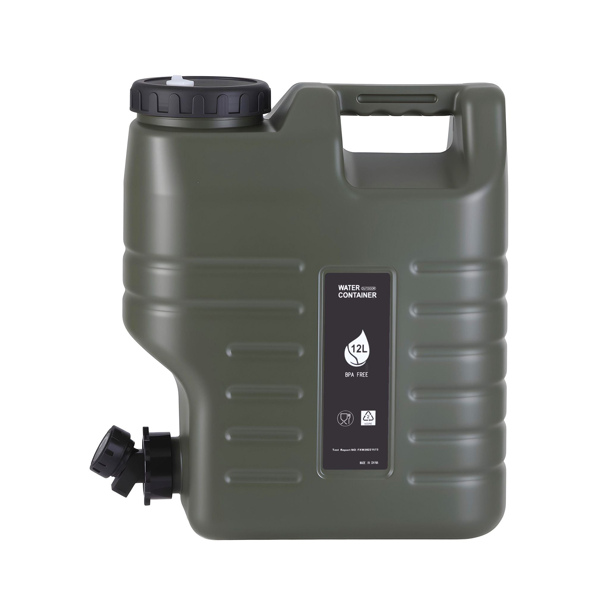 Weisshorn 12L Water Container with Tap Food Grade Camping Jerry Can, Green
