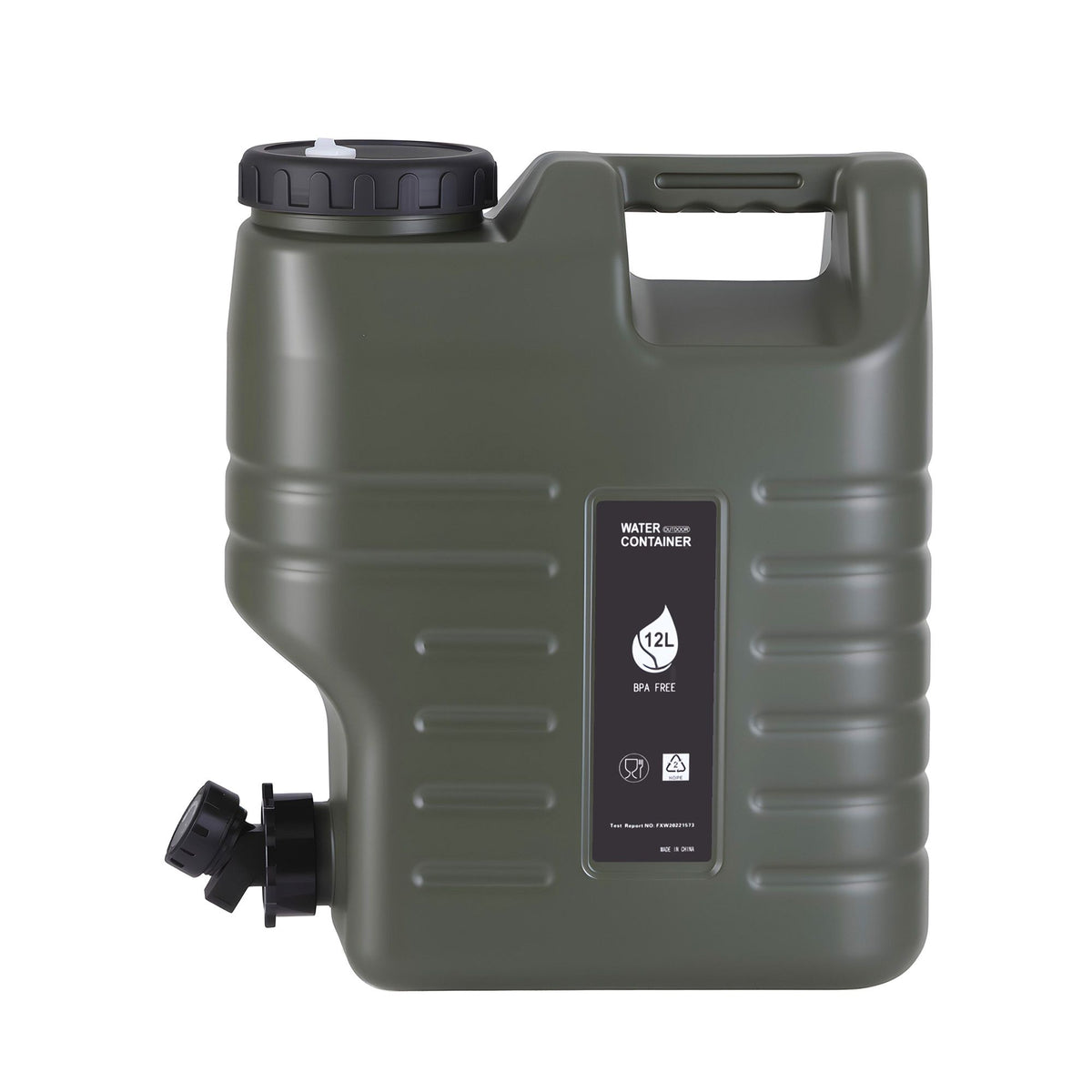 Weisshorn 12L Water Container with Tap Food Grade Camping Jerry Can, Green