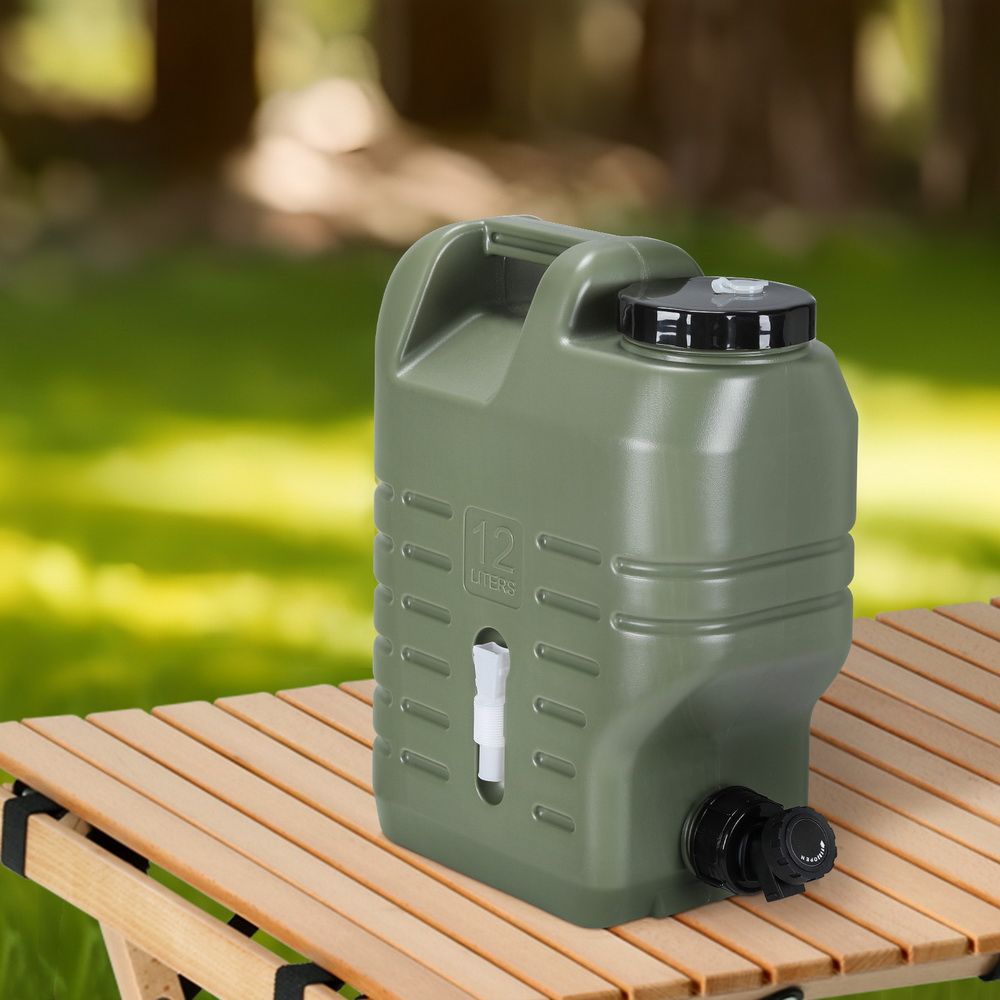 Weisshorn 12L Water Container with Tap Food Grade Camping Jerry Can, Green